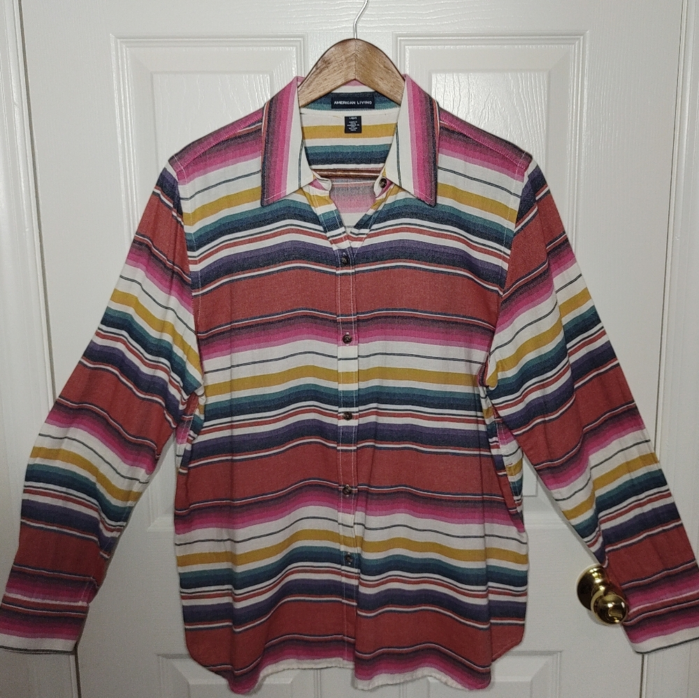 AMERICAN LIVING Multicolor Striped Button Down Shirt
